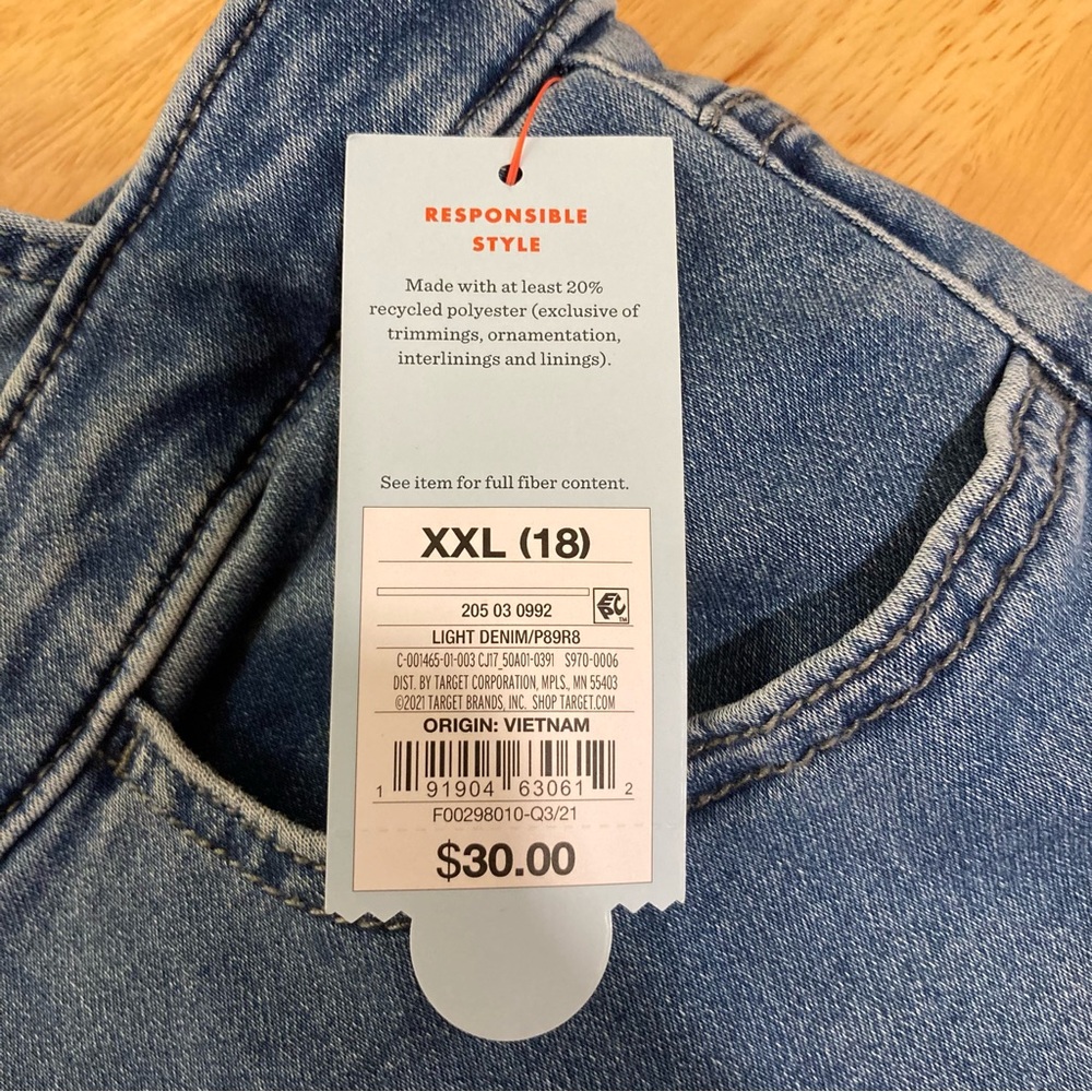 Girls Jean Overalls Size 18 XXL Light Denim Bib Overalls Stretch Cat & Jack NWT - Picture 13 of 16